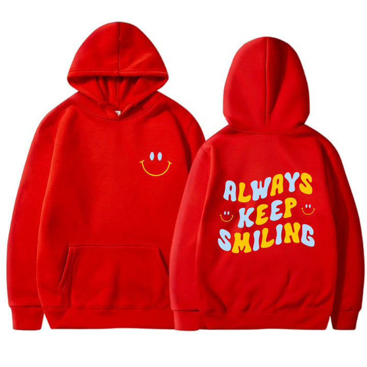 Damen Kapuzenpullover mit fröhlichem Schriftzug und praktischen Kängurutaschen Drune