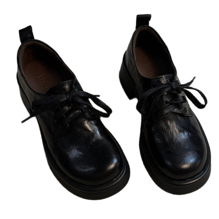 Damen Klassische Schnürschuhe mit robustem Plateau und eleganter Lederoberfläche Drune
