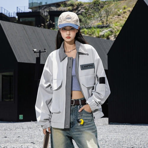 Damen Oversize Utility-Jacke mit Fleece‑Kragen & Multifunktions‑Taschen Drune