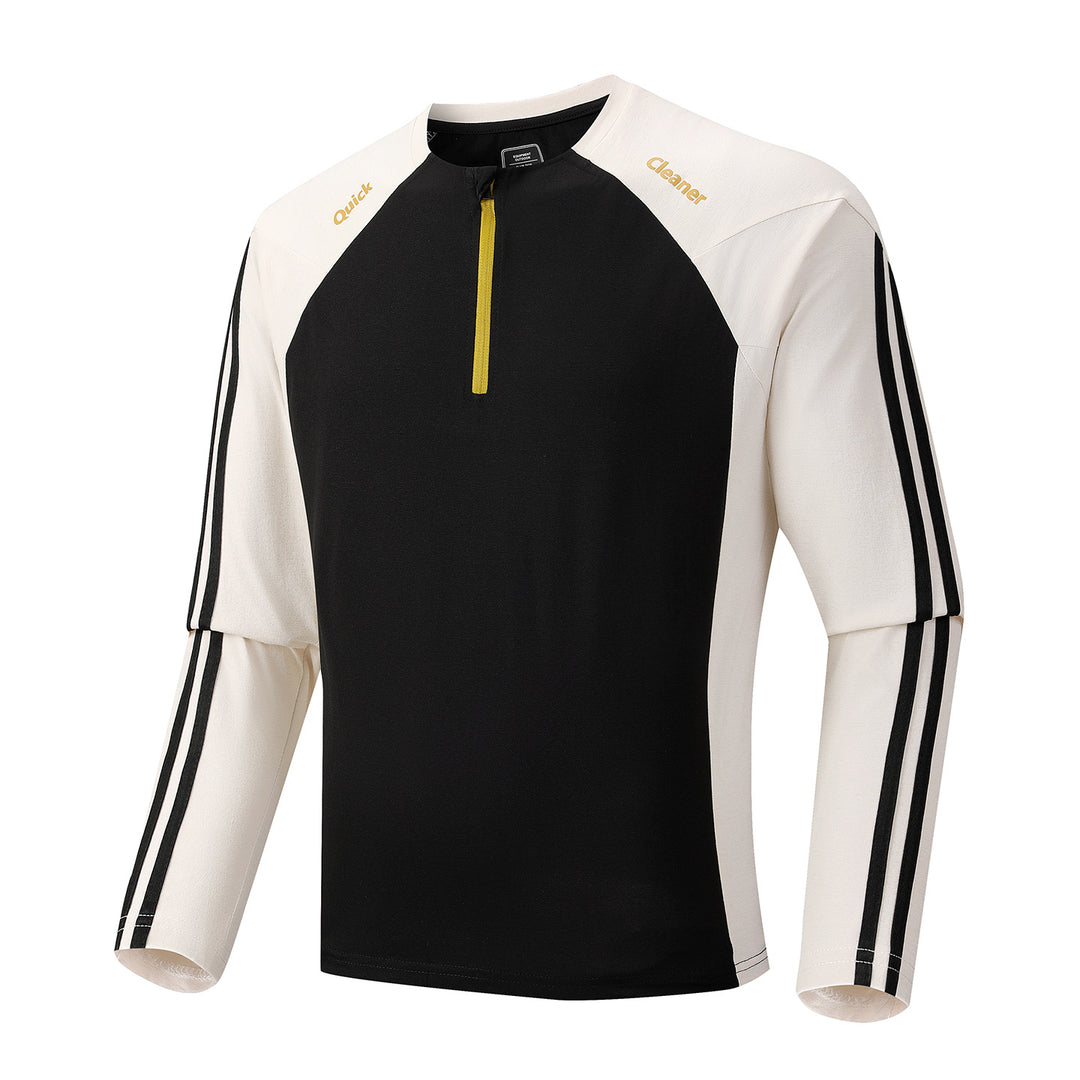 Herren Atmungsaktives Langarm-Trainingsshirt mit kurzem Reißverschluss und Raglanärmeln Drune