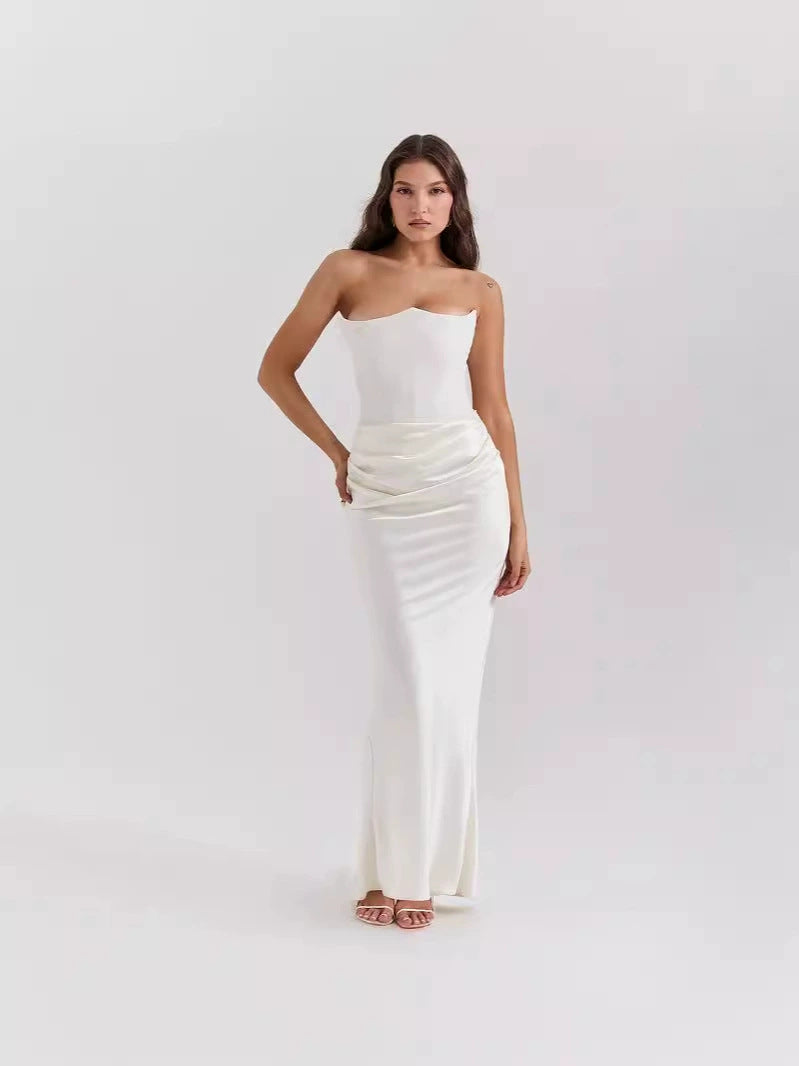 Damen Elegantes Wickelkleid mit figurbetontem Oberteil und schimmerndem Rock Drune