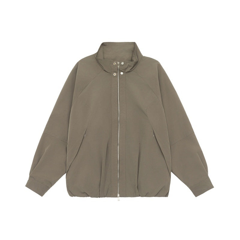 Damen Leichte Raglan-Bomberjacke mit Stehkragen und elastischem Saum Drune