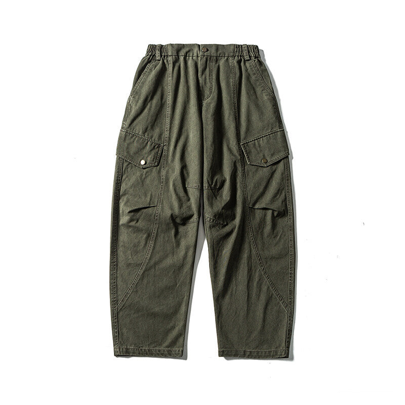 Herren Lässige Workwear-Cargohose mit Gummibund und aufgesetzten Klappentaschen Drune