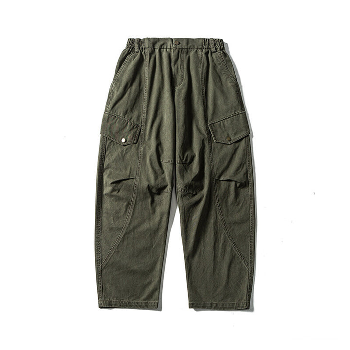 Herren Lässige Workwear-Cargohose mit Gummibund und aufgesetzten Klappentaschen Drune