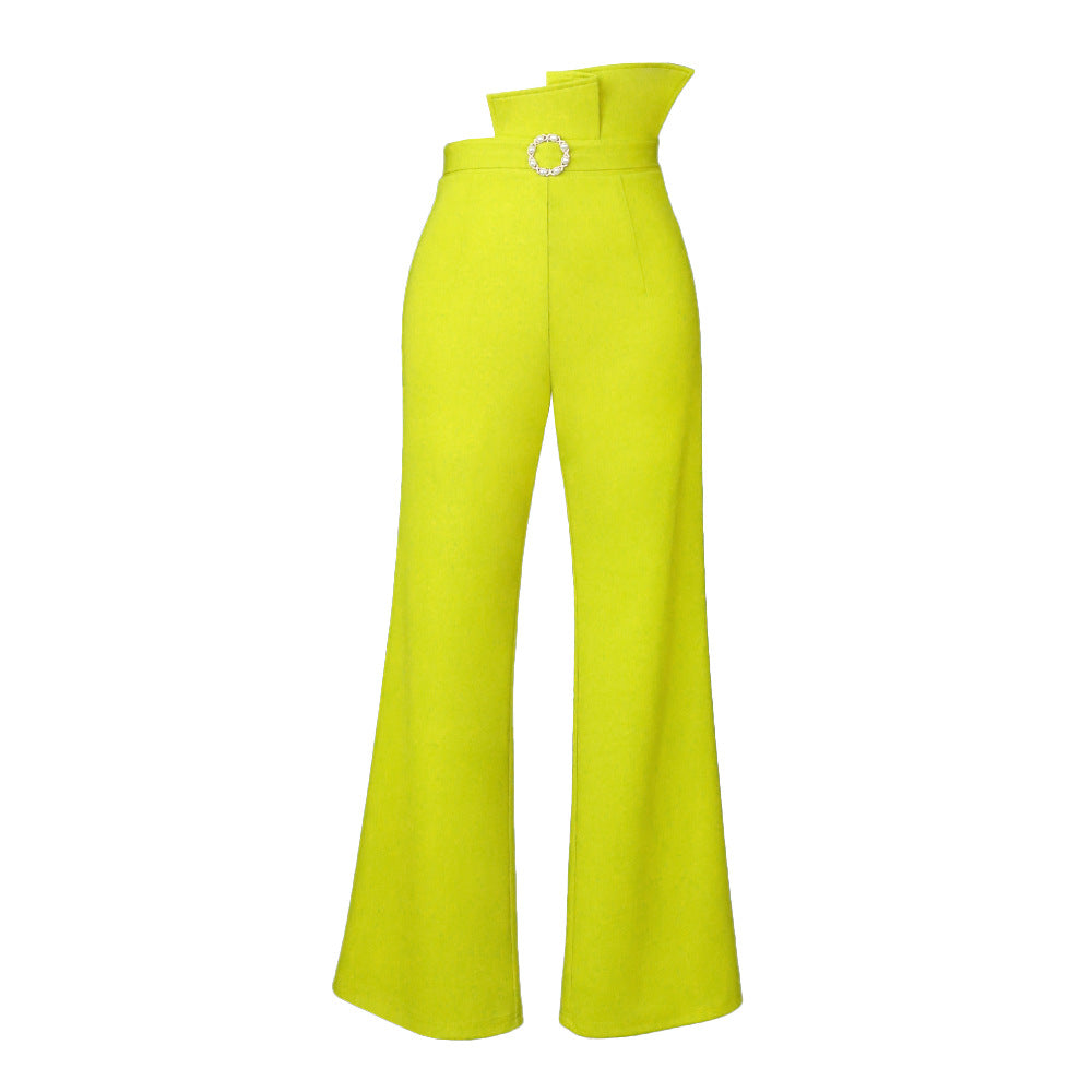 Damen High-Waist Palazzo-Hose mit eleganter Schnalle Drune