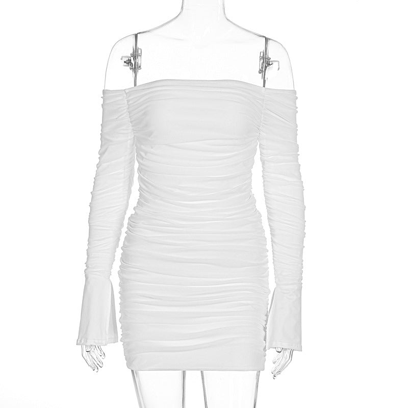 Damen Off-Shoulder Minikleid mit Rüschendetails und figurbetontem Schnitt Drune