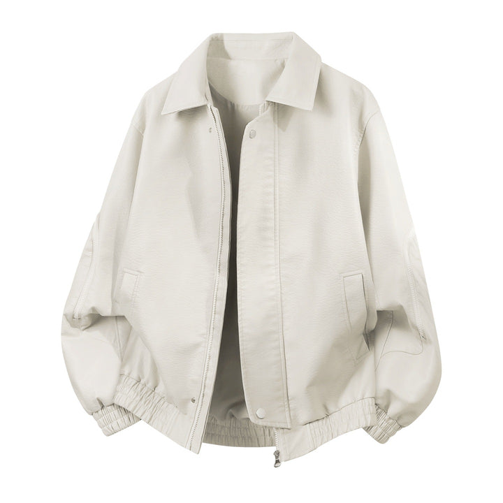 Herren oversized Kunstleder-Blouson mit elastischem Saum und verdecktem Reißverschluss Drune