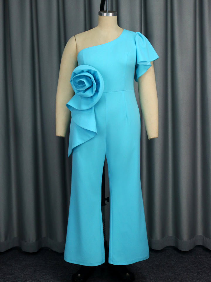 Damen Jumpsuit mit asymmetrischem Schnitt und voluminösem Blumenakzent Drune