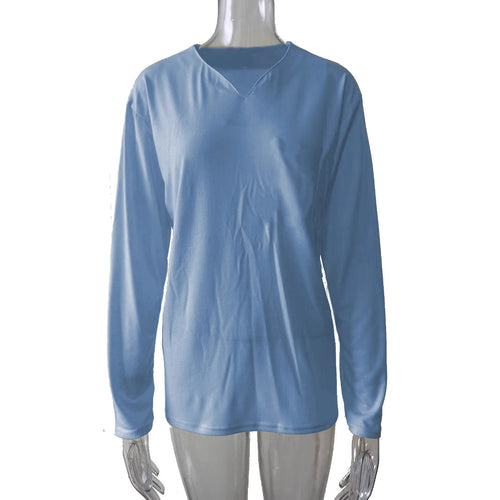 Damen nan legeres Langarmshirt mit V-Notch-Ausschnitt, Brusttasche und lockerer Oversize-Passform Drune