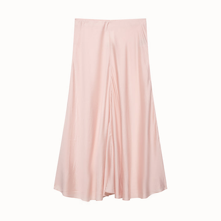 Damen Satin-Midirock mit hohem Komfortbund und ausgestellter A-Linien-Silhouette Drune