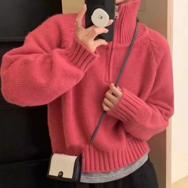Damen Strickpullover mit hochgeschlossenem Reißverschluss Drune