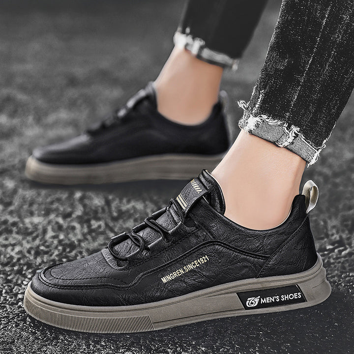 Herren elegante Low-Top Lederoptik City-Sneaker mit verstärkter Zehenkappe und gepolstertem Fersenkragen Drune