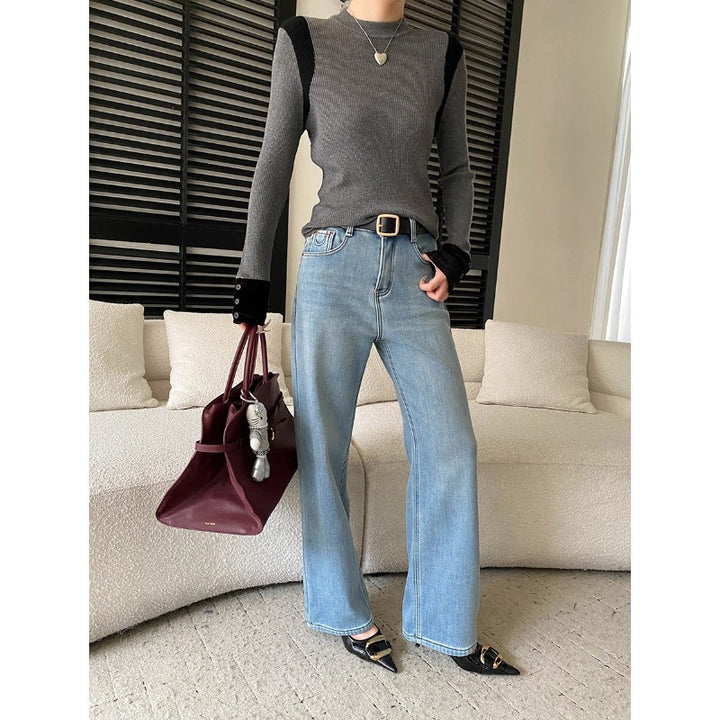 Damen eleganter V-Ausschnitt Pullover mit feiner Rippstruktur und geschmackvollem Design Drune