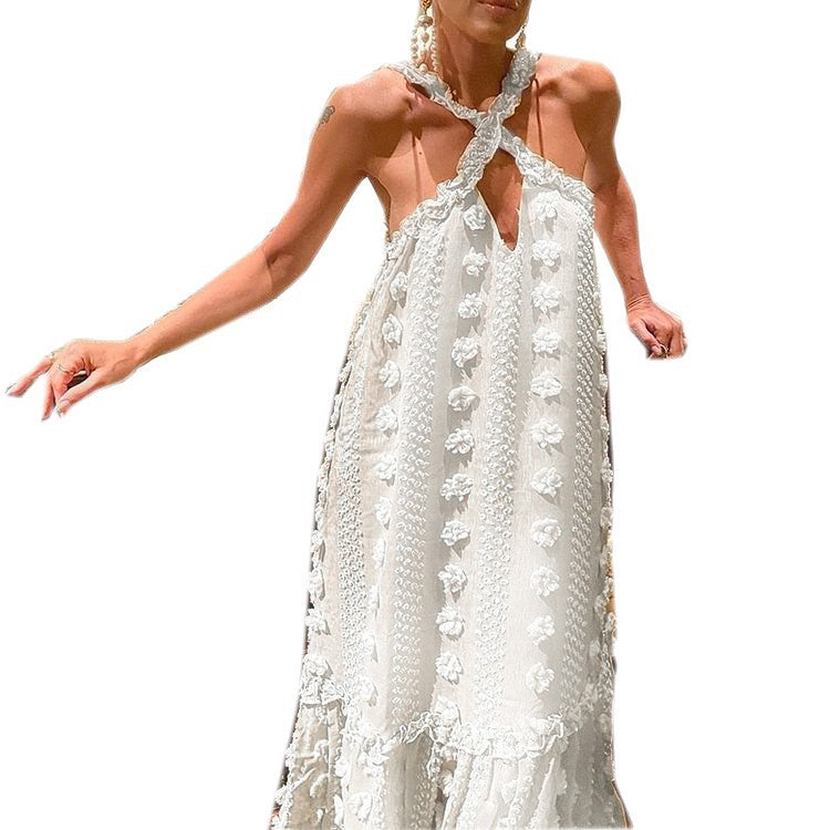 Damen Maxikleid mit raffinierten Volants und zarten floralen Applikationen Drune