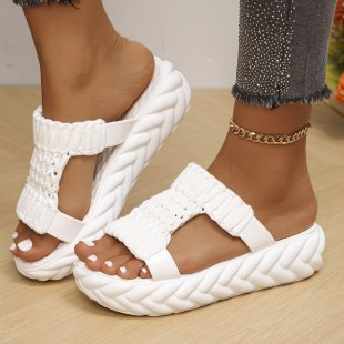 Damen nan handgewebte geflochtene Plateau-Sandalen mit ergonomischer Polstersohle Drune