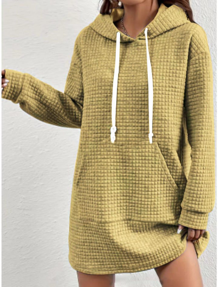 Damen Hoodie-Kleid mit praktischem Kängurutasche und modernem Strickdesign Drune
