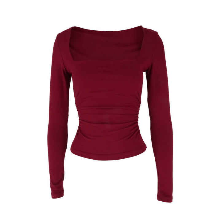 Damen Langarmshirt mit raffiniertem Raffungseffekt und eckigem Ausschnitt Drune