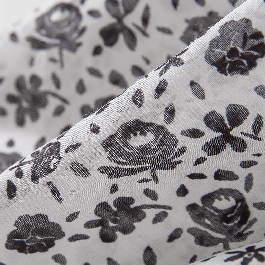 Damen Midirock mit gerafftem Bund und kleinem Blumenprint Drune