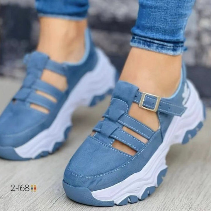 Damen  Plateau-Sneaker mit Riemchenverschluss und gepolsterter Komfortsohle Drune