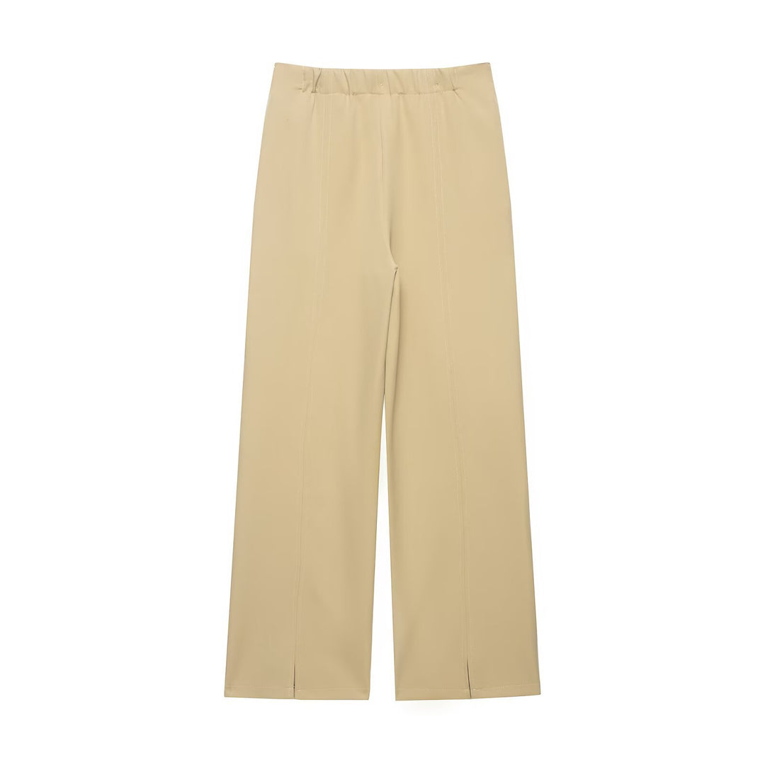 Damen Hochtaillierte weite Hose mit Cut-Out‑Kniepartie und Ziernähten Drune