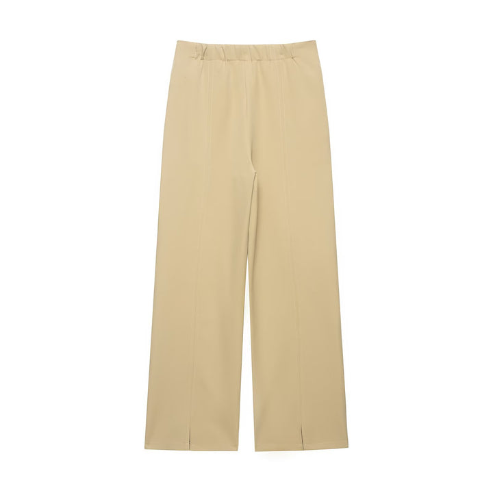 Damen Hochtaillierte weite Hose mit Cut-Out‑Kniepartie und Ziernähten Drune