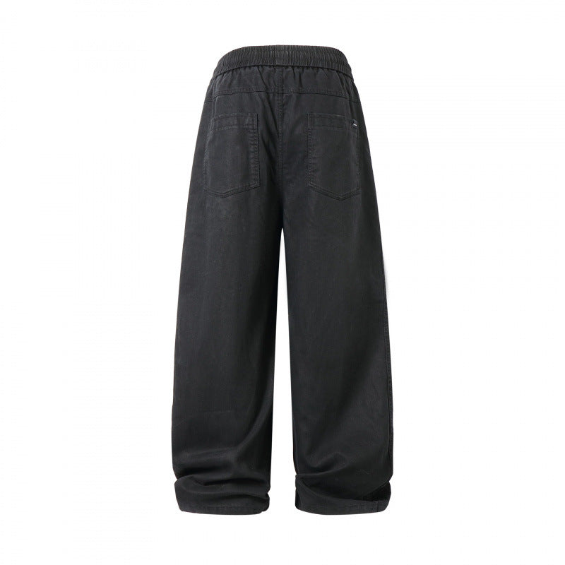 Unisex Weite Denim-Hose mit elastischem Bund, Tunnelzug und fünf Taschen Drune