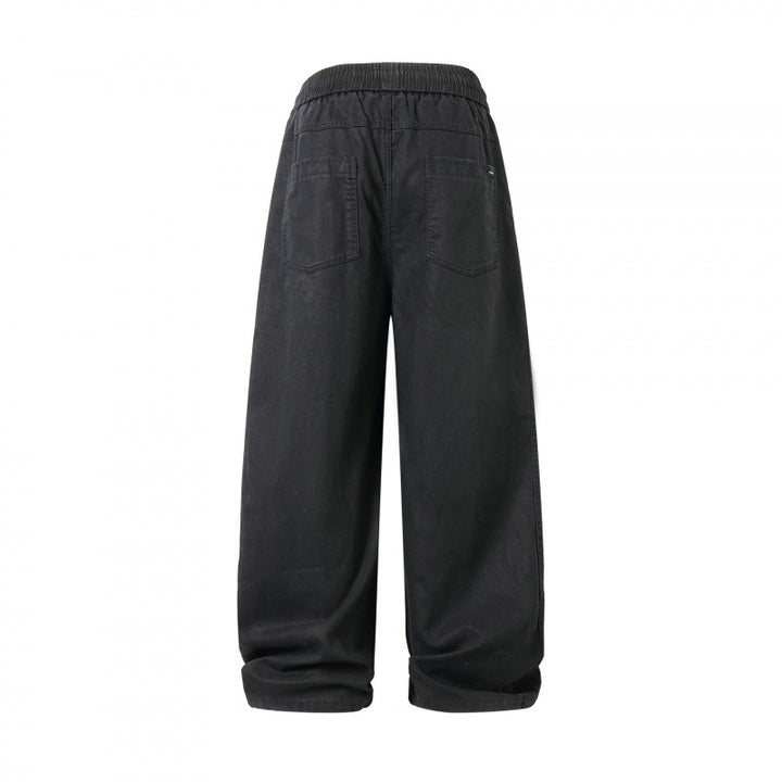 Unisex Weite Denim-Hose mit elastischem Bund, Tunnelzug und fünf Taschen Drune