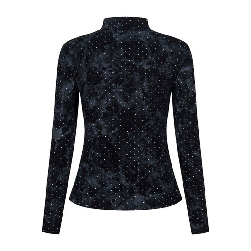 Damen Langarm-Shirt mit Stehkragen und dekorativer Kordel‑Applikation Drune