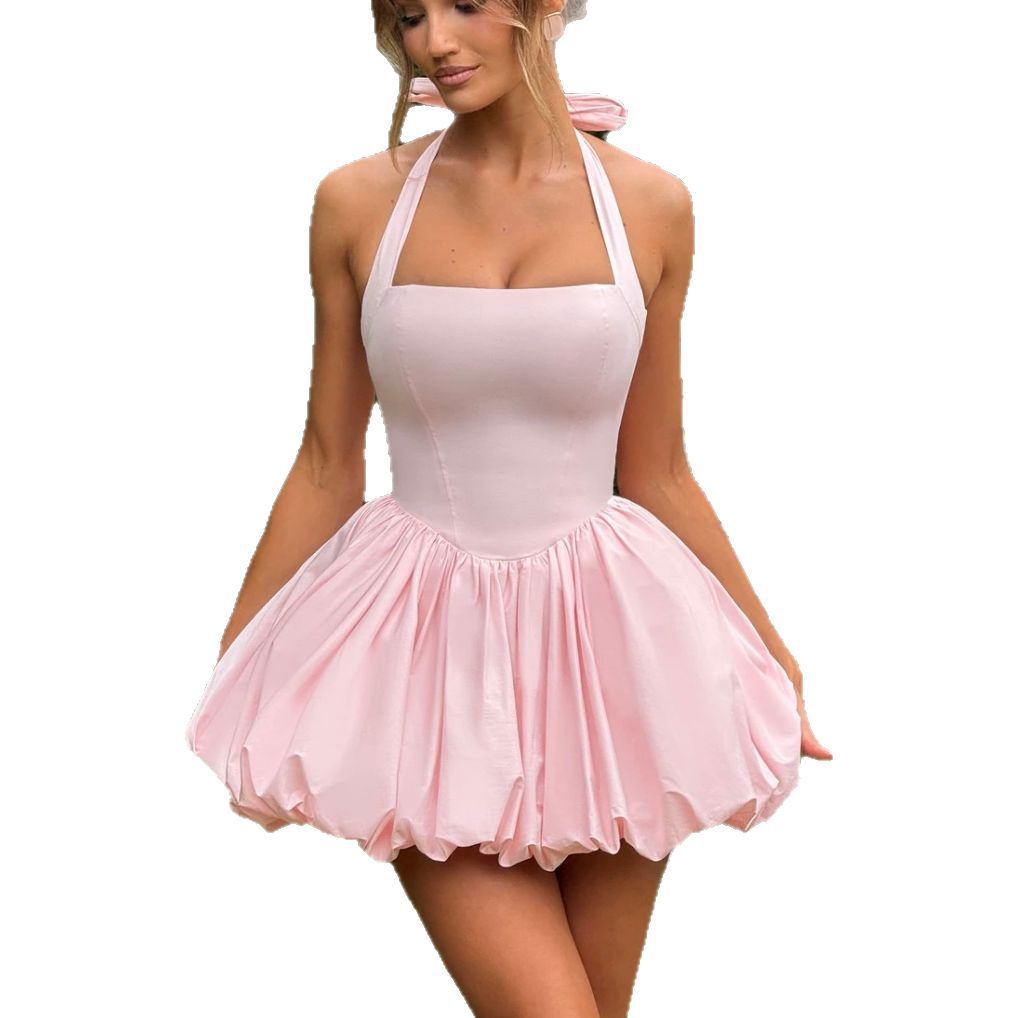 Damen Verspieltes Cocktailkleid mit schwingendem Rock und verstellbarem Halter Drune