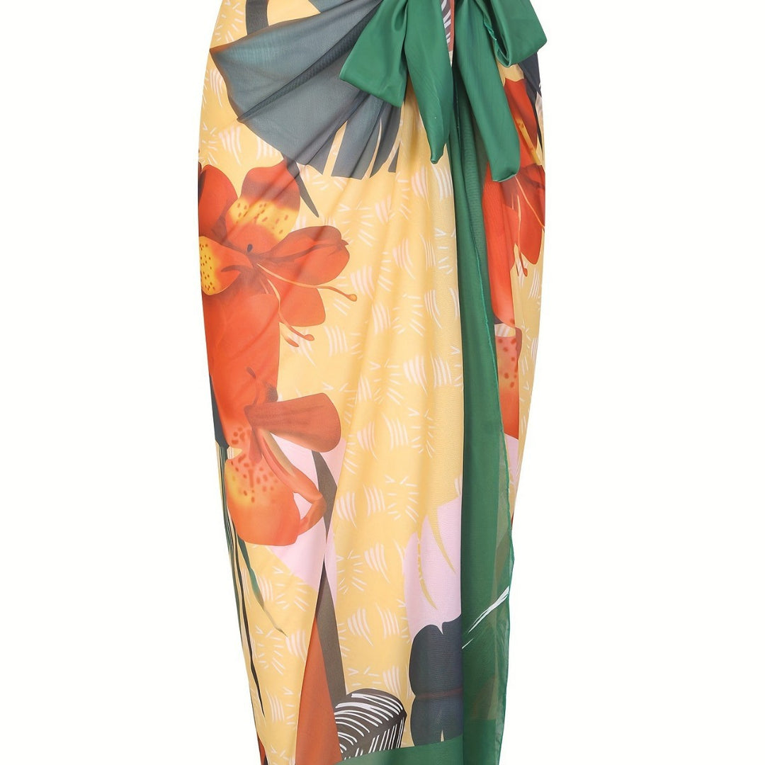 Damen Einteiliger Badeanzug mit elegantem Wickelrock Drune