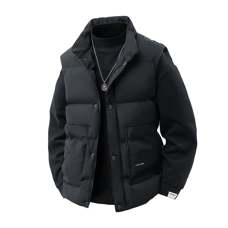 Herren Thermo‑Steppweste mit hoher Kragenblende, Druckknopf‑Front & aufgesetzten Utility‑Taschen Drune