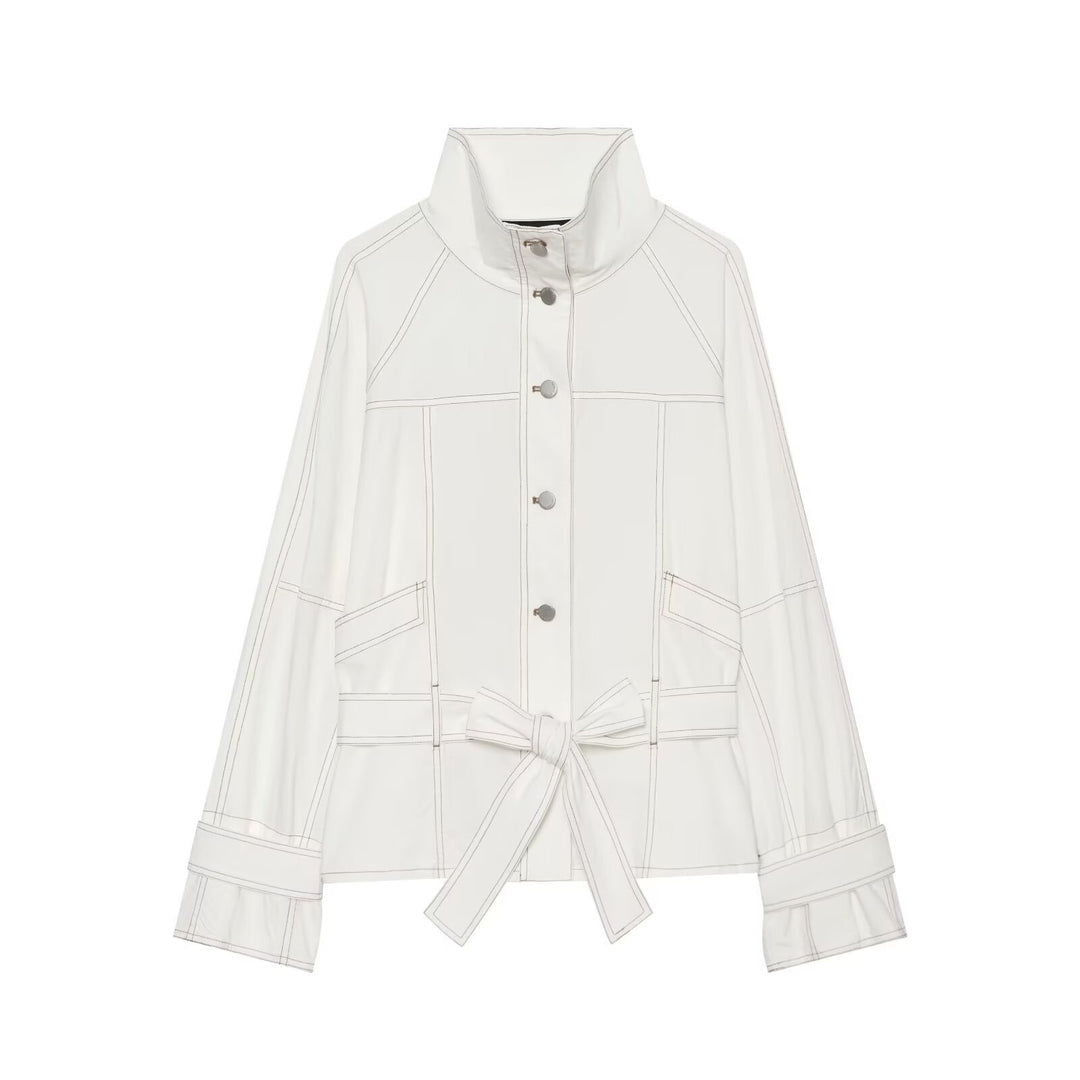 Damen Utility-Übergangsjacke mit Stehkragen und Taillengürtel Drune