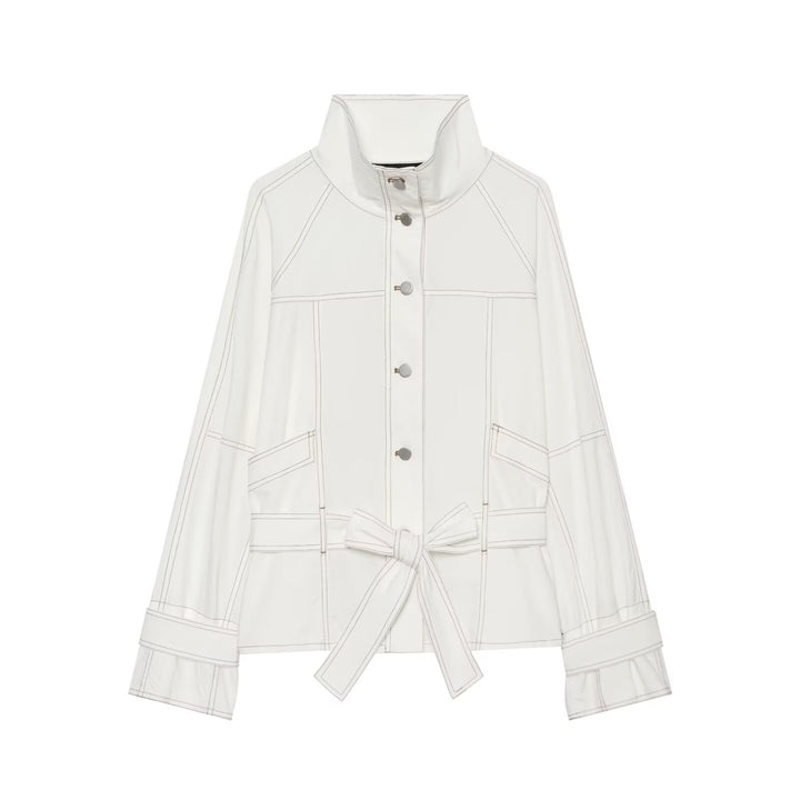 Damen Utility-Übergangsjacke mit Stehkragen und Taillengürtel Drune