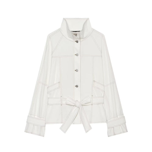 Damen Utility-Übergangsjacke mit Stehkragen und Taillengürtel Drune