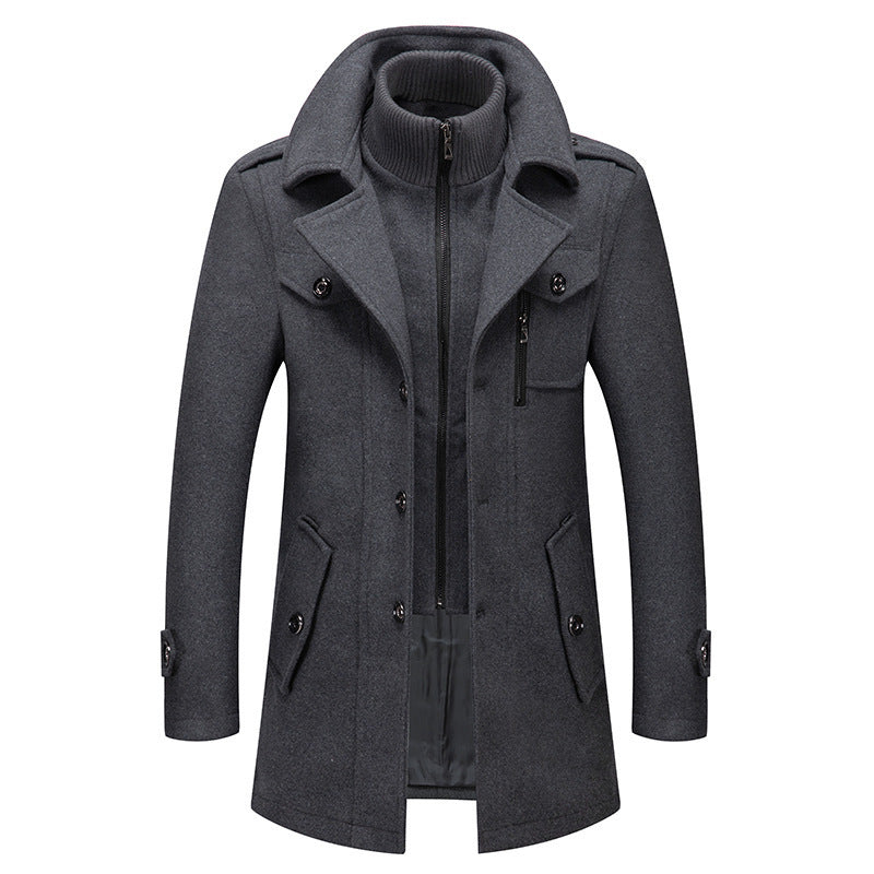 Herren Mantel mit abnehmbarer Strick-Innenjacke und Reverskragen Drune