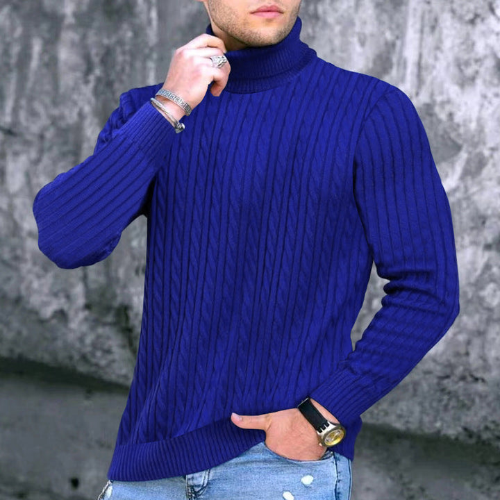 Herren eleganter Rollkragenpullover mit exquisiter Zopfmusterstruktur Drune