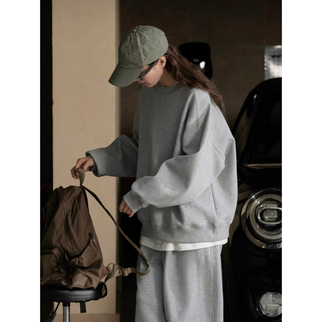 Damen Relaxed-Sweatpullover mit verstärktem Rundhalsausschnitt und Baumwoll-Fleece Drune