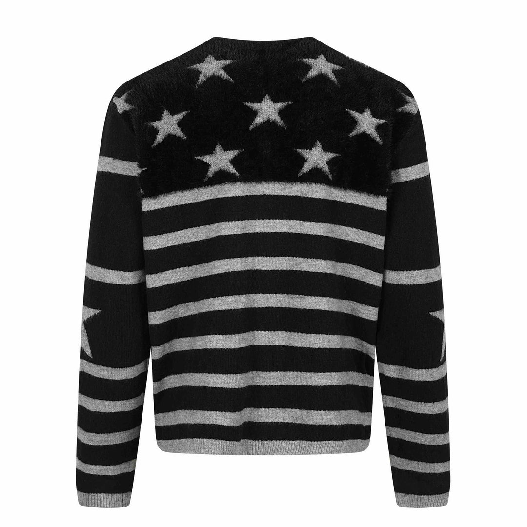 Unisex Gestreifte Knopf-Cardigan im Relaxed‑Fit mit Eingrifftaschen Drune