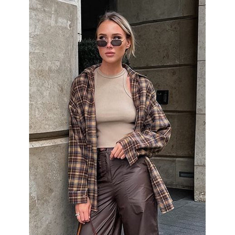 Damen Kariertes Overshirt Drune