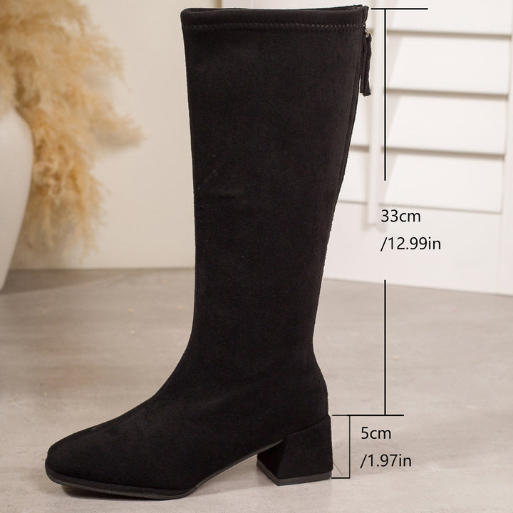 Damen Moda Stiefel mit Blockabsatz Drune