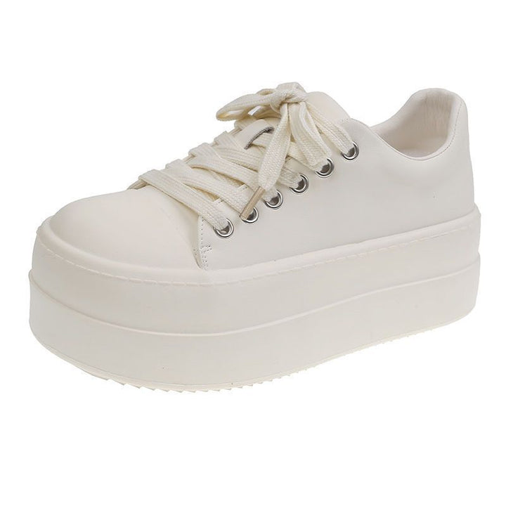 Damen Retro Plateausneaker mit zweifarbiger Lederoptik und extrahoher Gummiplattform Drune