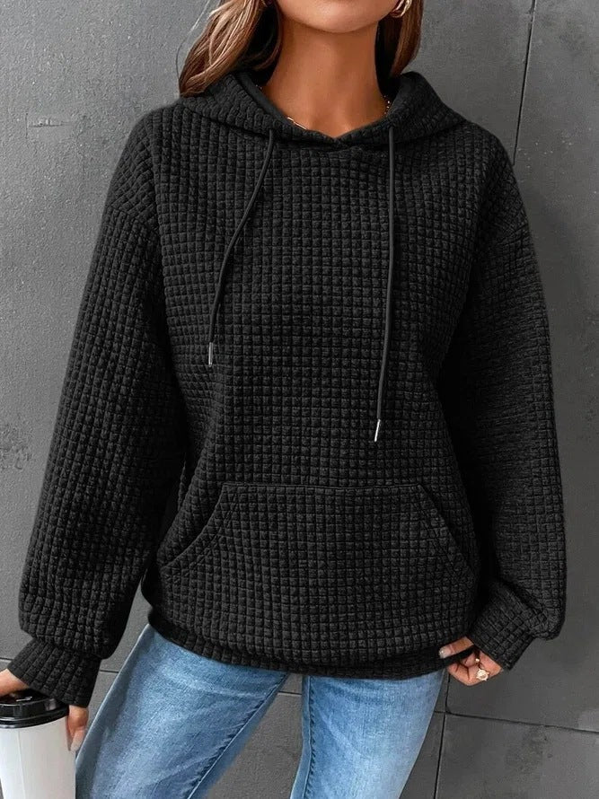 Damen luftiger Hoodie mit strukturiertem Gewebe und Kapuze Drune