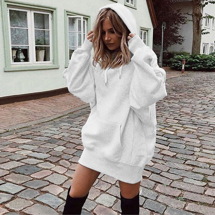 Damen Hoodie Kleid im lässigen Oversize-Stil mit Kängurutasche Drune