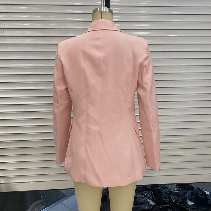 Damen nan eleganter Langblazer mit dekorativen Knotenverschlüssen und Pattentaschen Drune