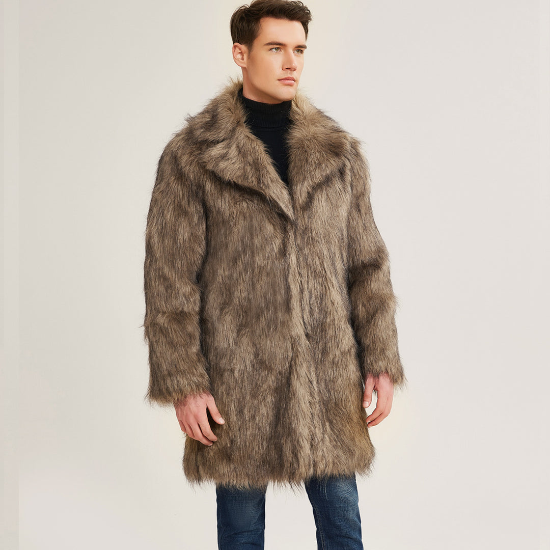 Herren Kunstfell-Kurzmantel mit elegantem Revers Drune