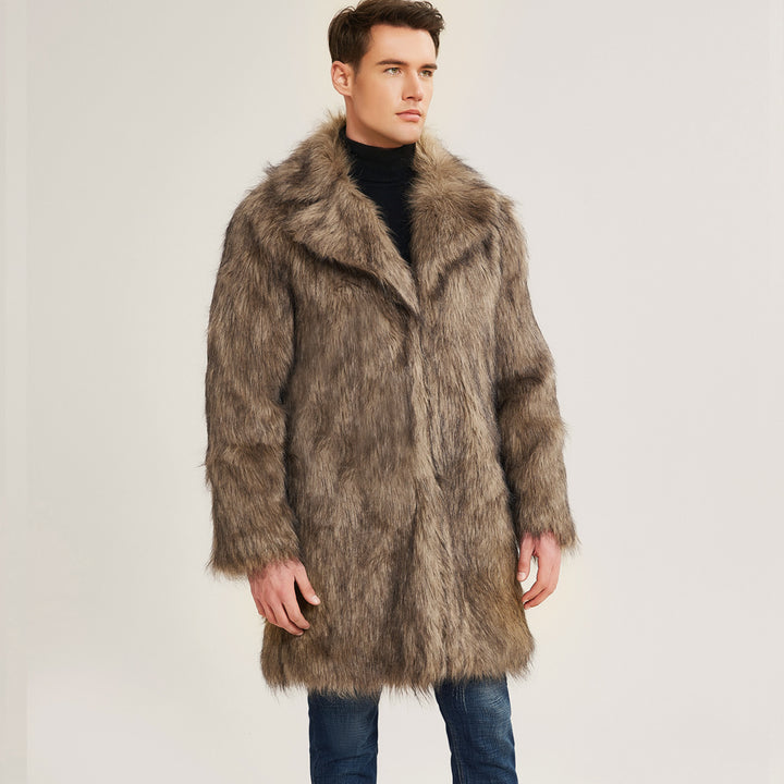 Herren Kunstfell-Kurzmantel mit elegantem Revers Drune