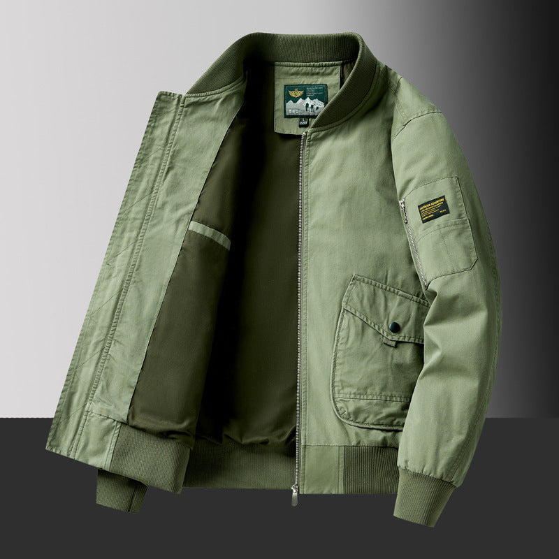 Herren Pilot‑Bomberjacke im Urban‑Utility‑Stil mit großen Klapp‑Pattentaschen und Ärmel‑Reißverschlusstasche Drune