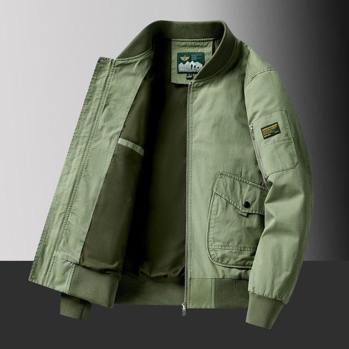 Herren Pilot‑Bomberjacke im Urban‑Utility‑Stil mit großen Klapp‑Pattentaschen und Ärmel‑Reißverschlusstasche Drune