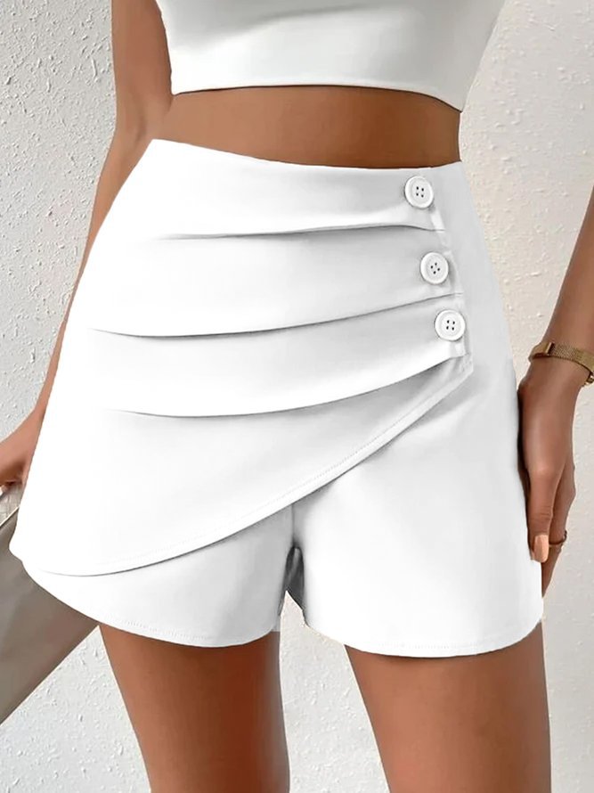 Damen Modische Shorts mit Drapierung und Knopfdetails Drune