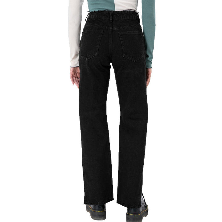 Damen hochgeschnittene Straight-Jeans mit seitlichem Beinschlitz und dezenten Rissen Drune